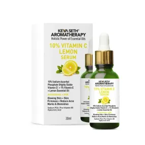 10% Vitamin C Lemon Serum, Sodium Ascorbyl Phosphate   Vitamin E & Lemon Essential Oil, Antioxidants   AHA, Glowing Skin & Firmness, Reduces Acne Marks