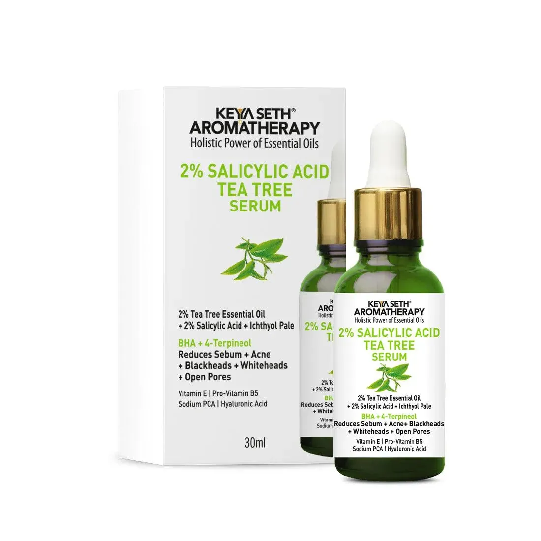 2% Salicylic Acid Tea Tree Serum, BHA   Terpineol, Acne, Blemishes, Blackheads, Whiteheads & Open Pores, Ichthyol Pale, Hyaluronic Acid, Vitamin E B5