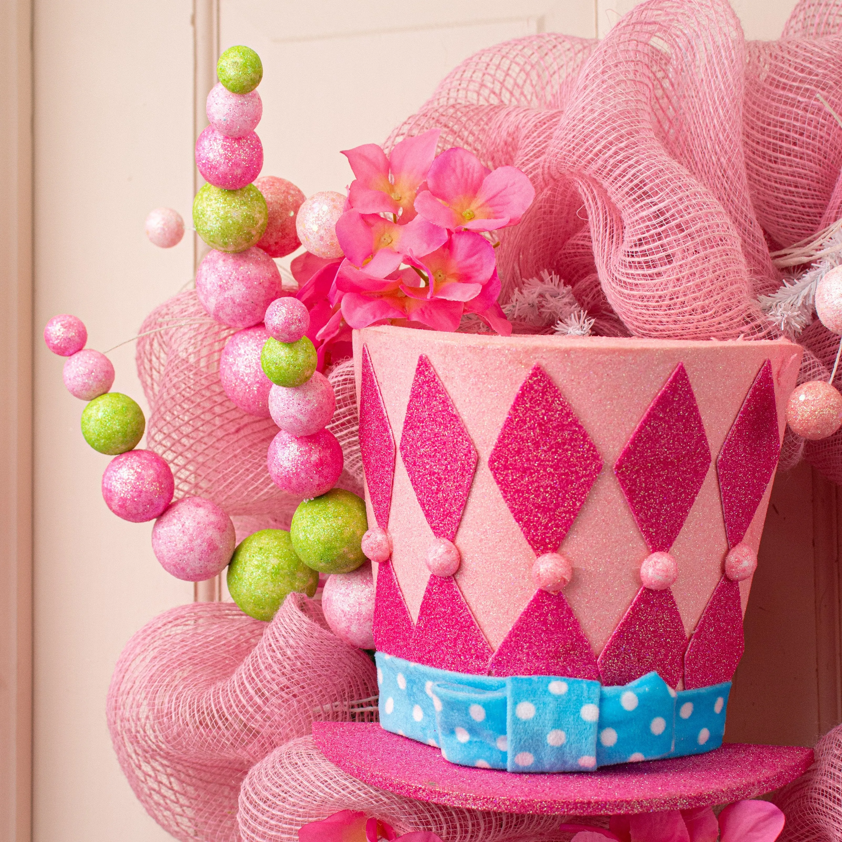 24" Metallic Ball Spray: Pink & Green