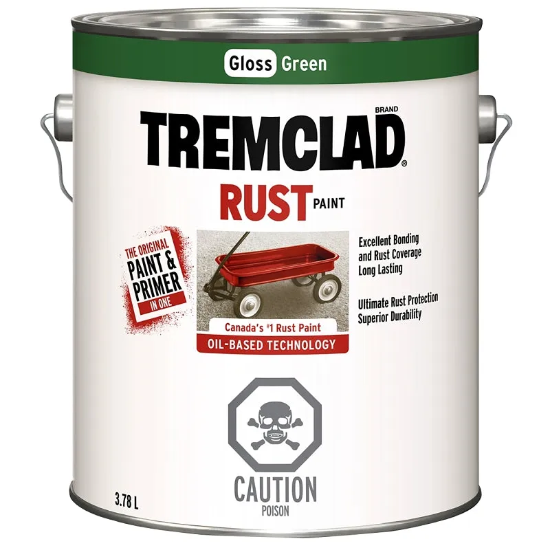 3.78L Tremclad Rust Paint, Gloss Green