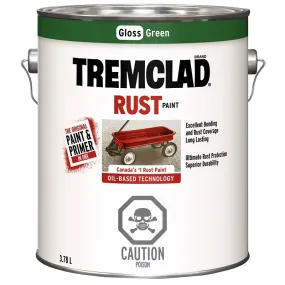 3.78L Tremclad Rust Paint, Gloss Green
