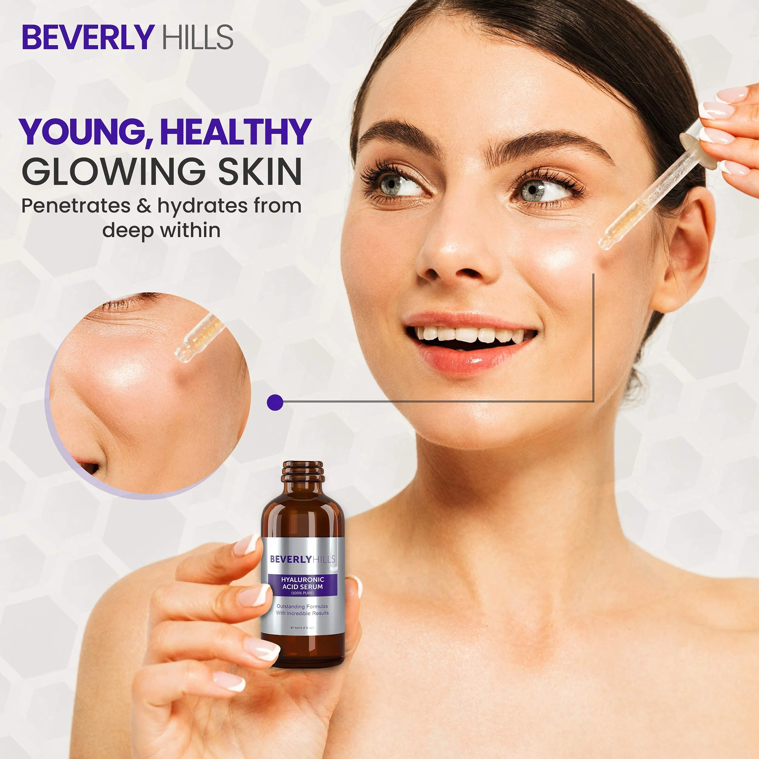 Beverly Hills Hyaluronic Acid Serum for Hydrating Skin and Targeting Wrinkles 60mL
