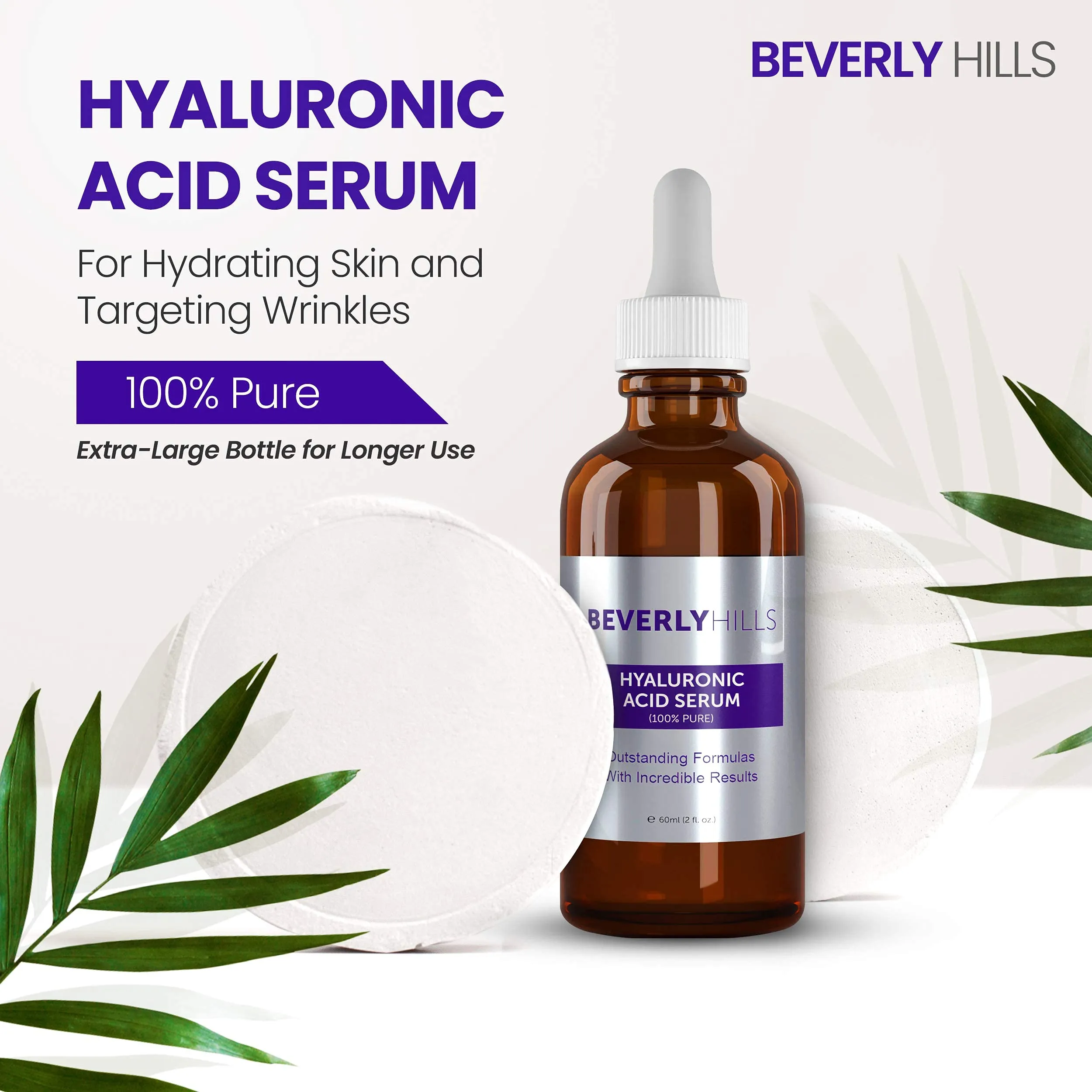 Beverly Hills Hyaluronic Acid Serum for Hydrating Skin and Targeting Wrinkles 60mL