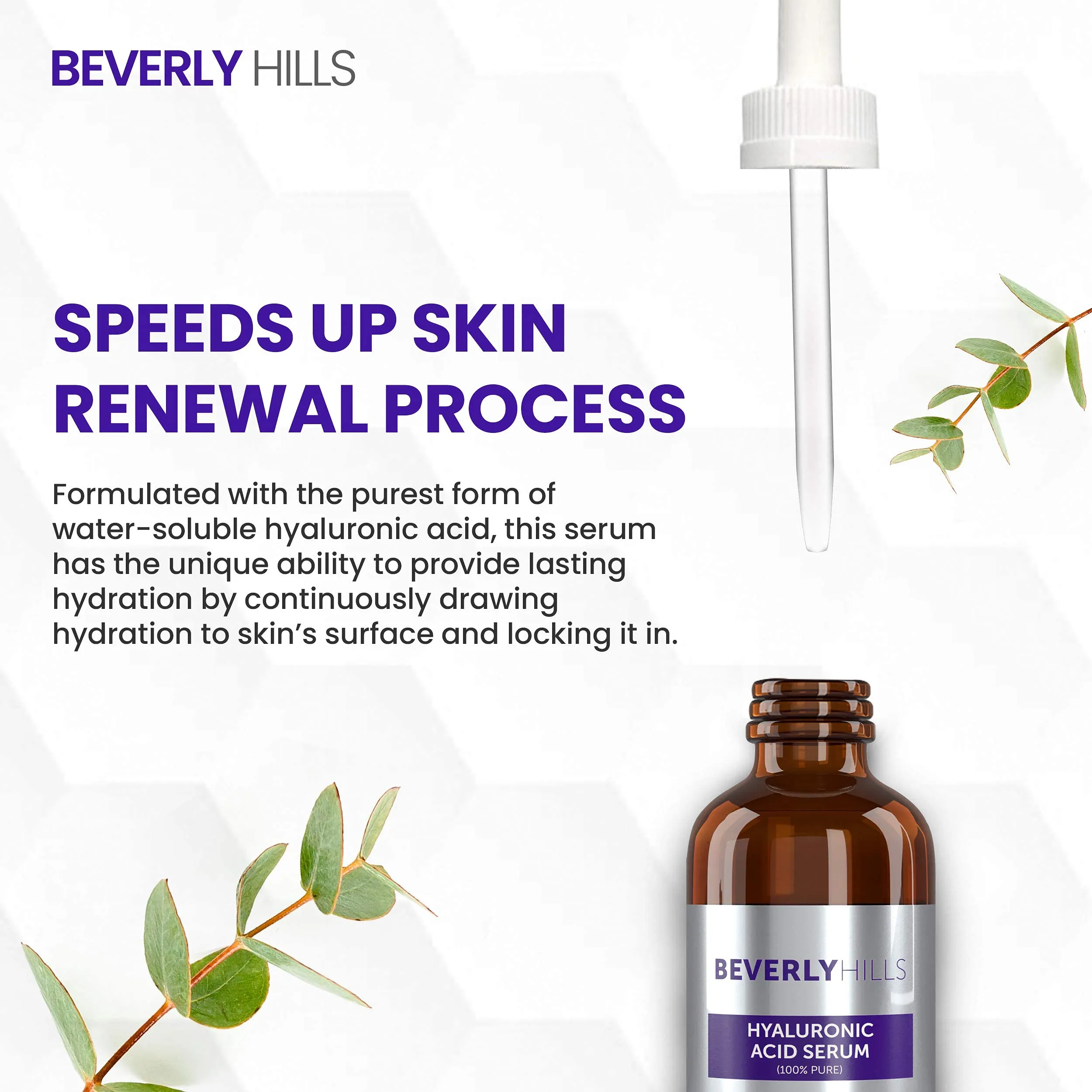 Beverly Hills Hyaluronic Acid Serum for Hydrating Skin and Targeting Wrinkles 60mL