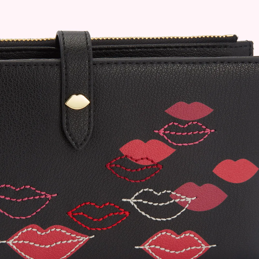 BLACK PAIGE LIP FLURRY TRAVEL WALLET