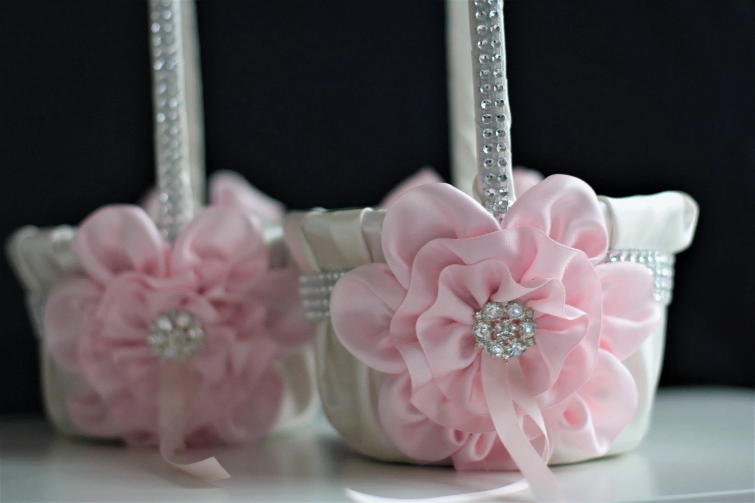 Blush Pink Flower Girl Basket