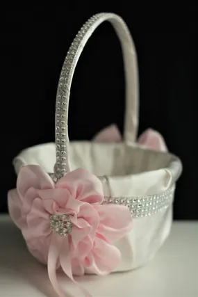 Blush Pink Flower Girl Basket