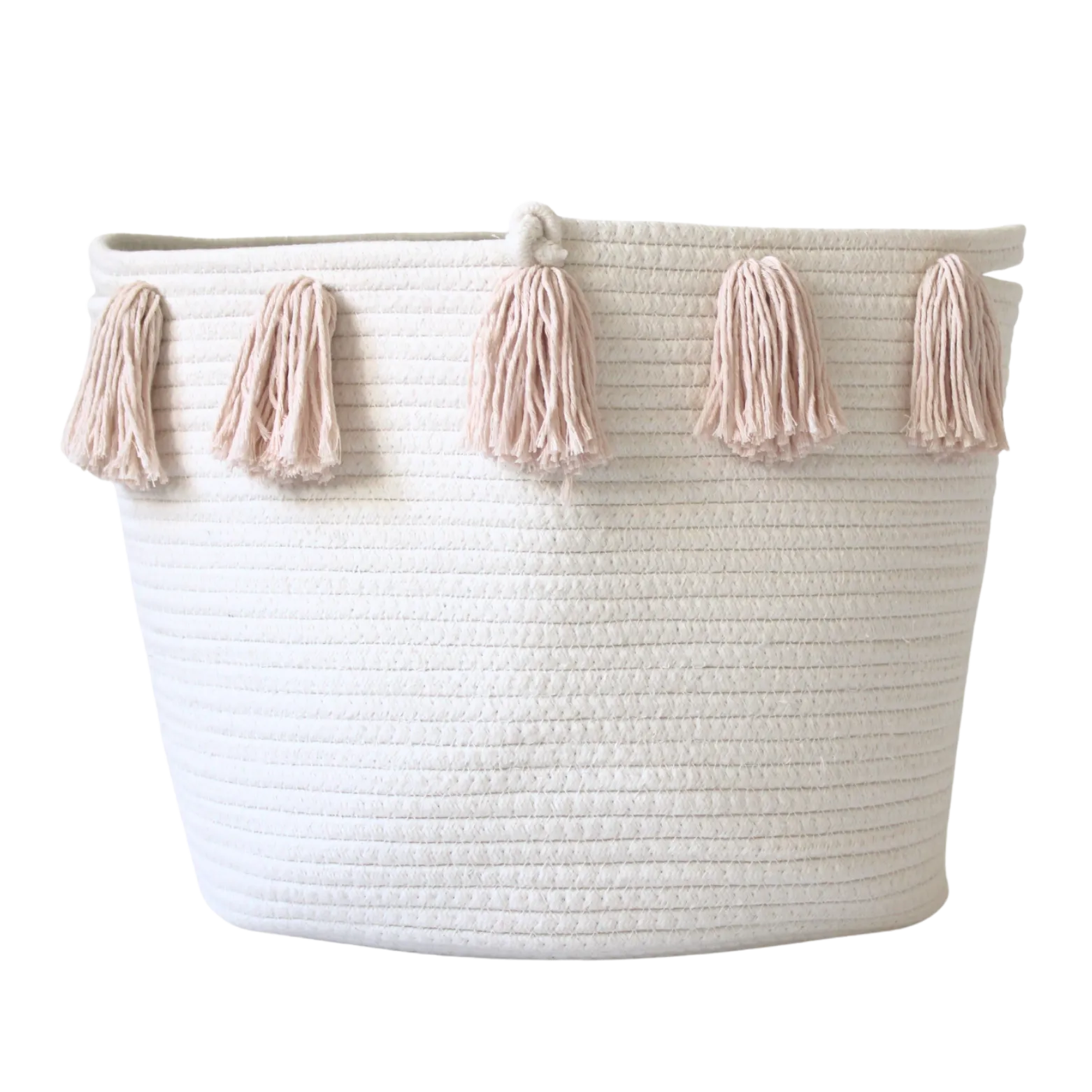 Blush Tassel Basket - Large