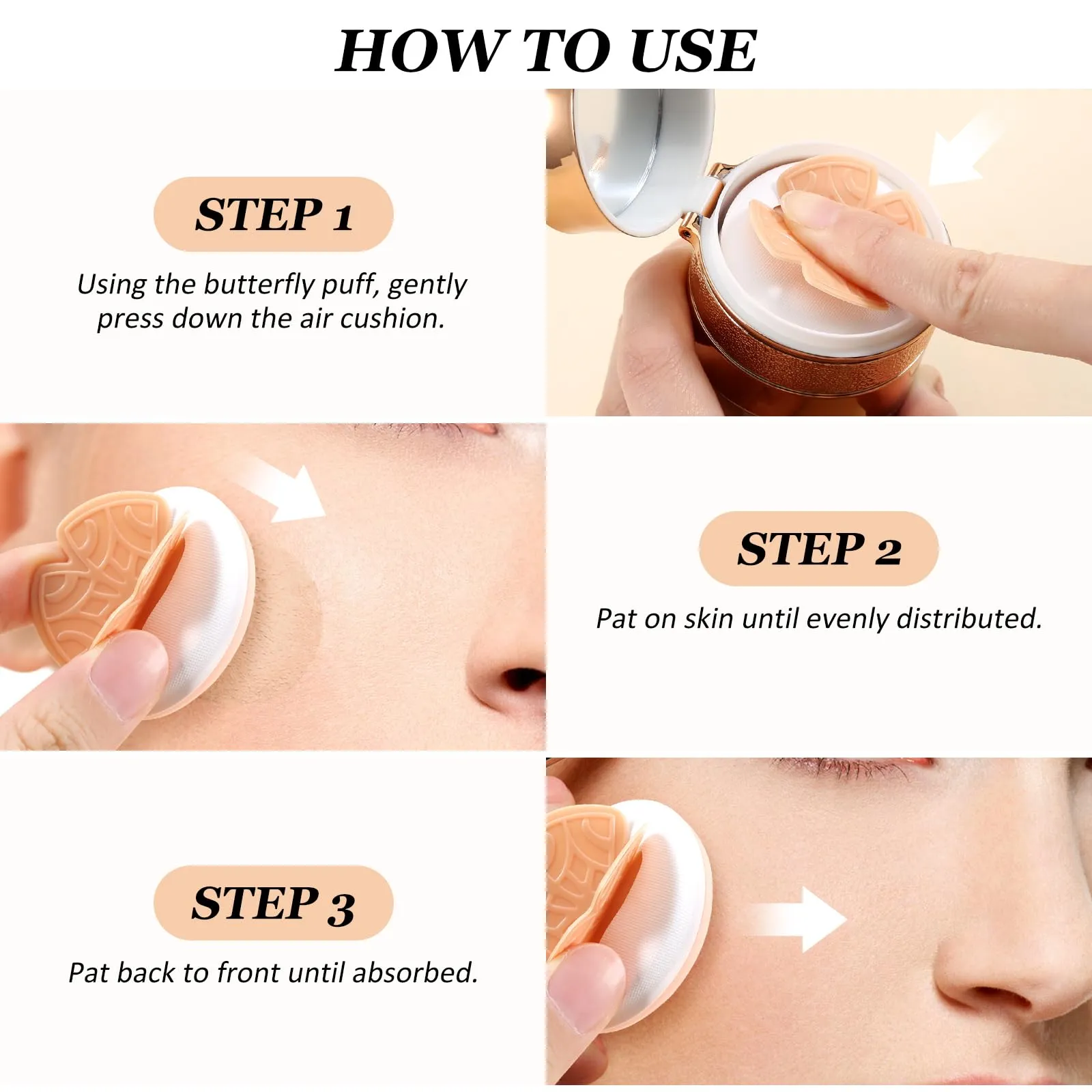 Boobeen Air Cushion BB Cream, Lightweight Moisturizing Foundation Face Makeup, Natural Matte Concealer for Dewy Finish, Conceal & Brighten Nude Base Primer Cream to Even Skin Tone, Long Lasting