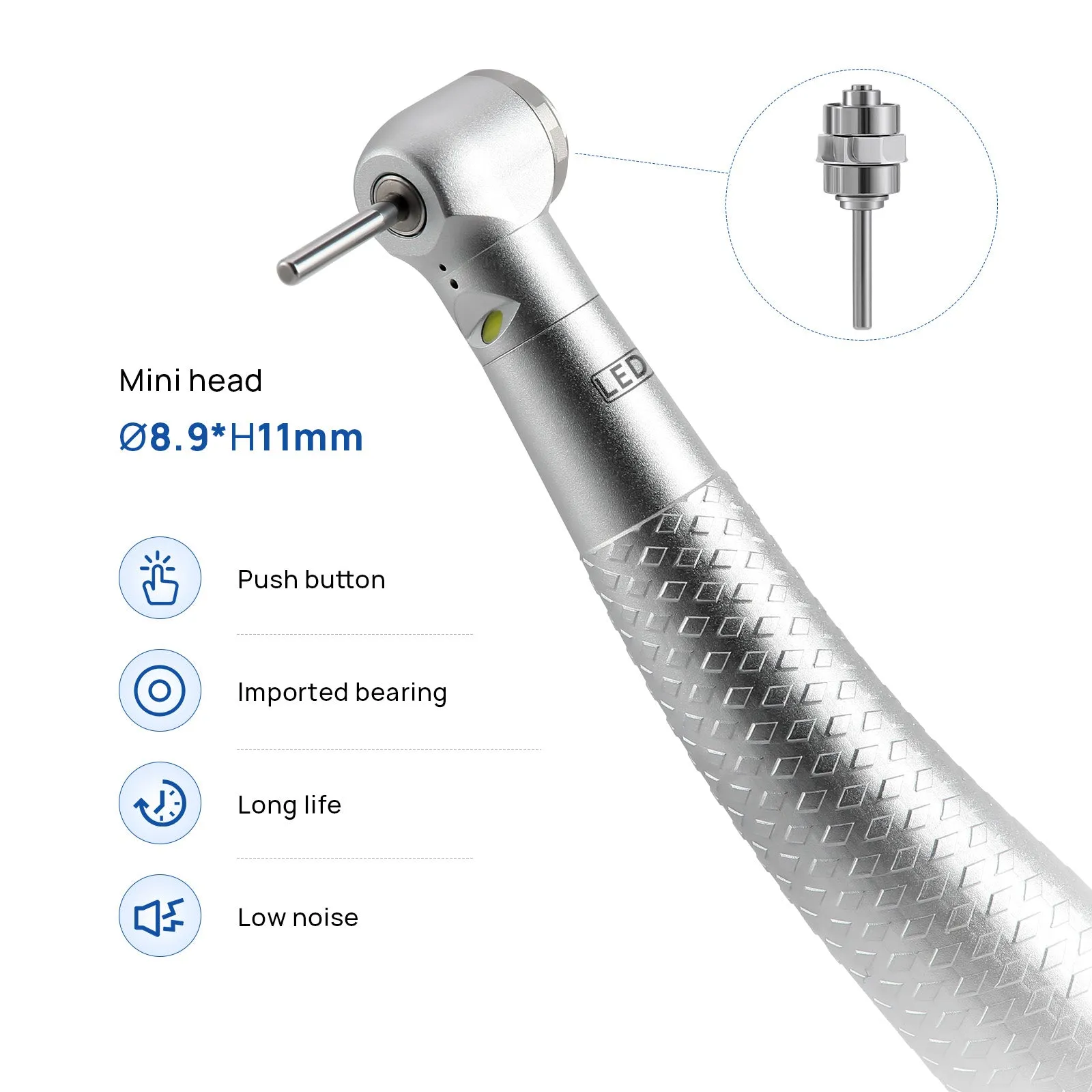 COXO CX207-2 LED High-Speed Air Turbine Handpiece Mini Head with Led Lighting