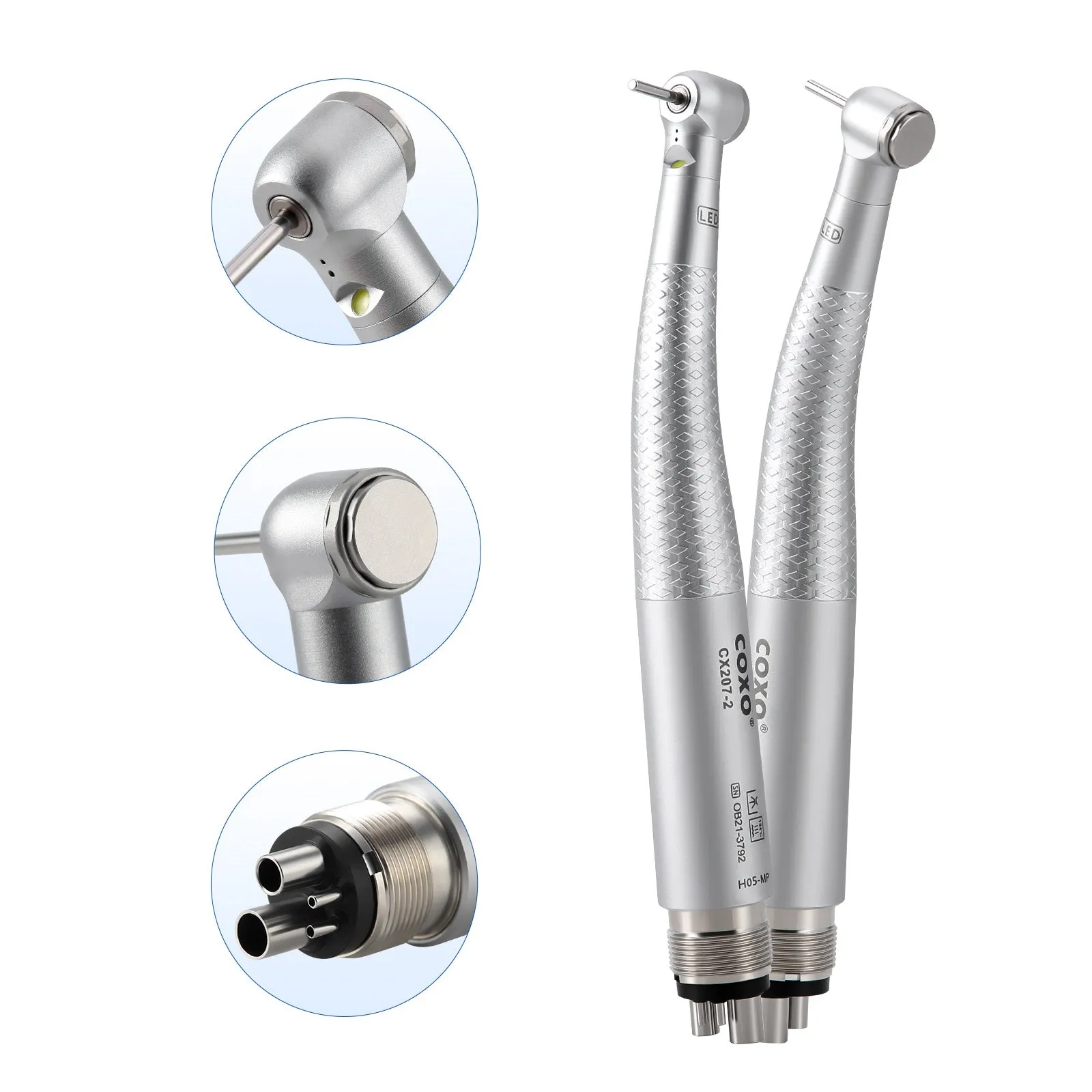 COXO CX207-2 LED High-Speed Air Turbine Handpiece Mini Head with Led Lighting