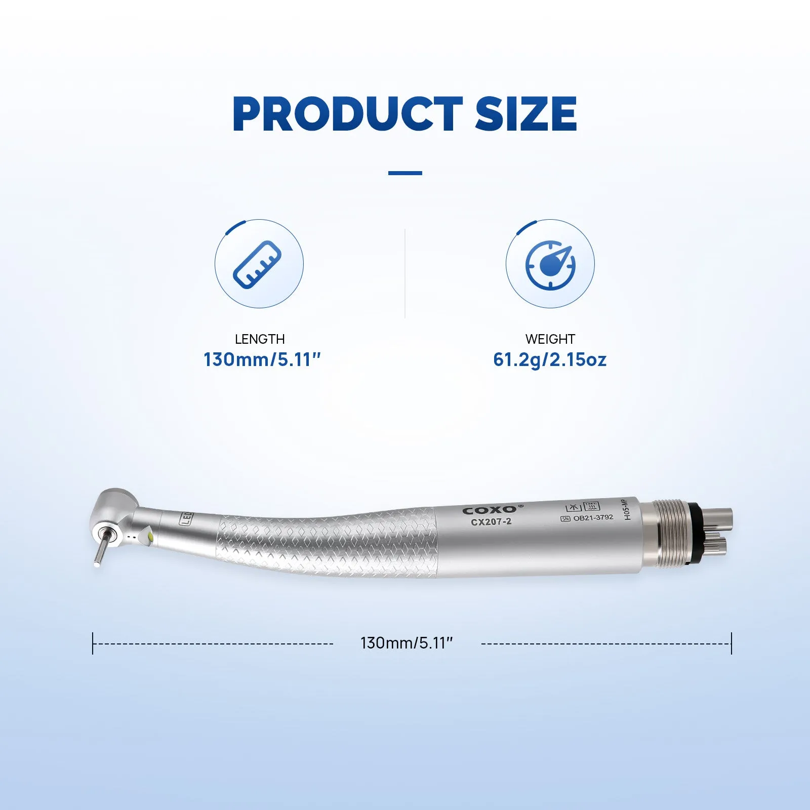 COXO CX207-2 LED High-Speed Air Turbine Handpiece Mini Head with Led Lighting