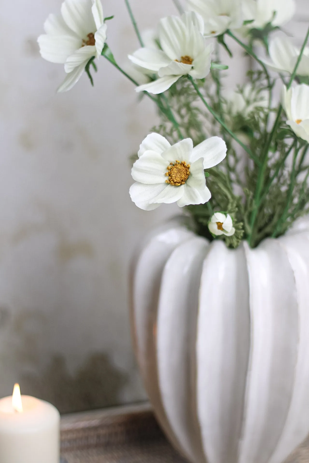 Faux Cream Long Stemmed Cosmos Spray