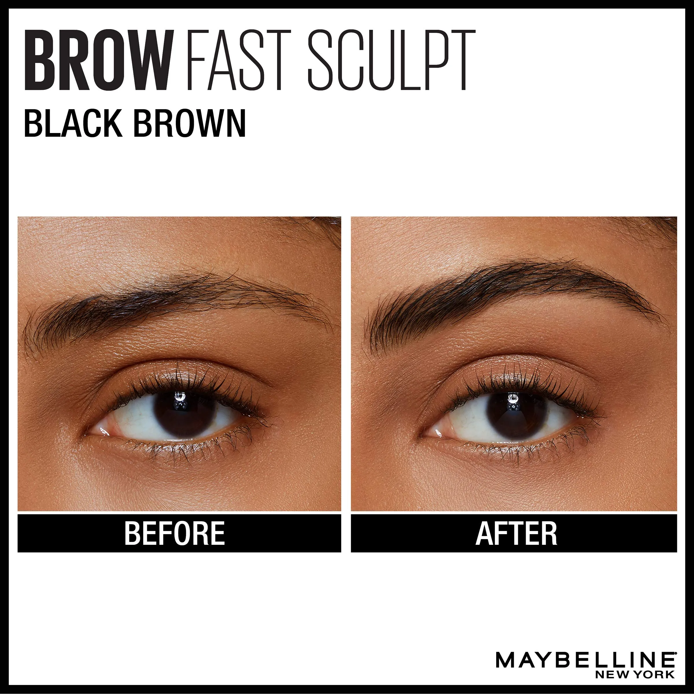 Maybelline Brow Fast Sculpt, Shapes Eyebrows, Eyebrow Mascara Makeup, Black Brown, 0.09 Fl. Oz.