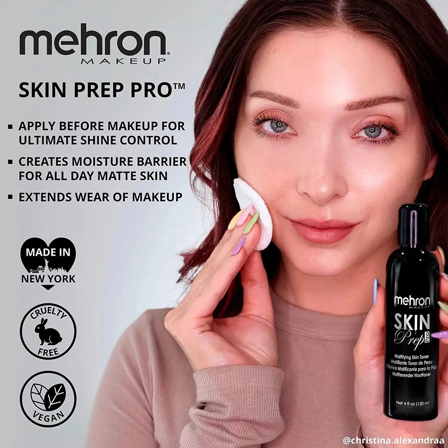 Mehron Makeup Skin Prep Pro Mattifying Skin Toner Long Lasting Spray 120 ML