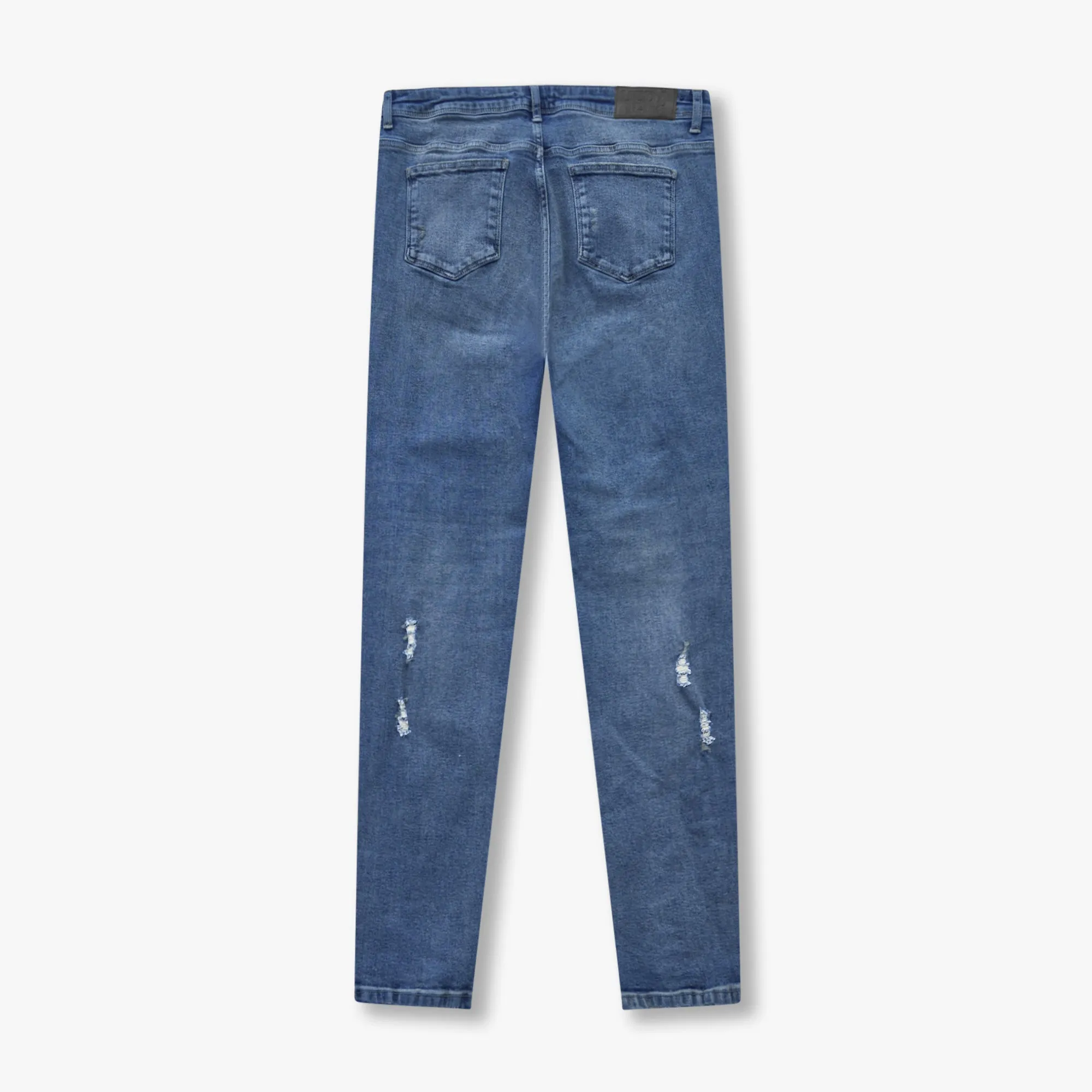 Mens Distressed Slim Fit Jean - Mid Blue