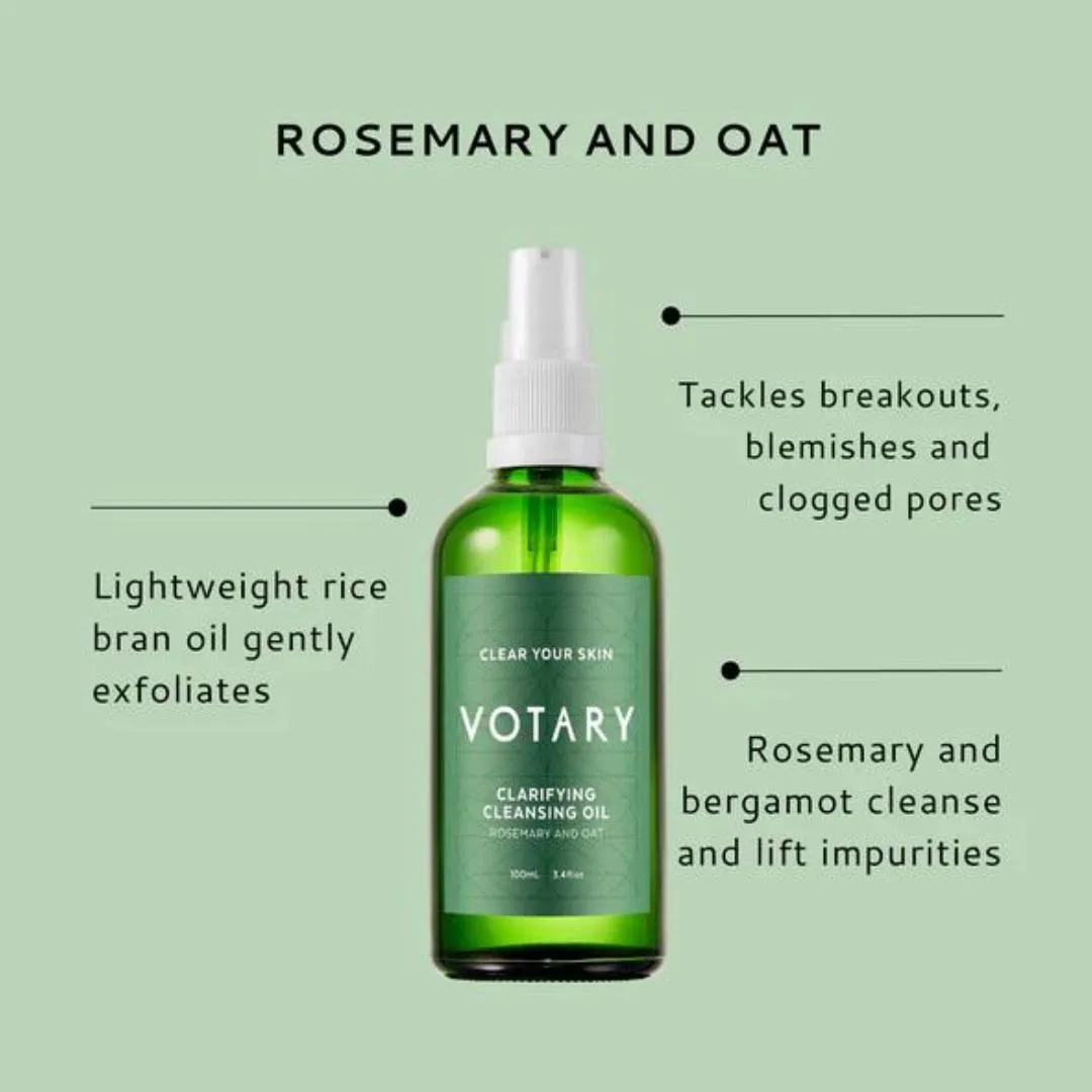 Votary Clarifying Cleansing Oil - Rosemary & Oat, 100ml